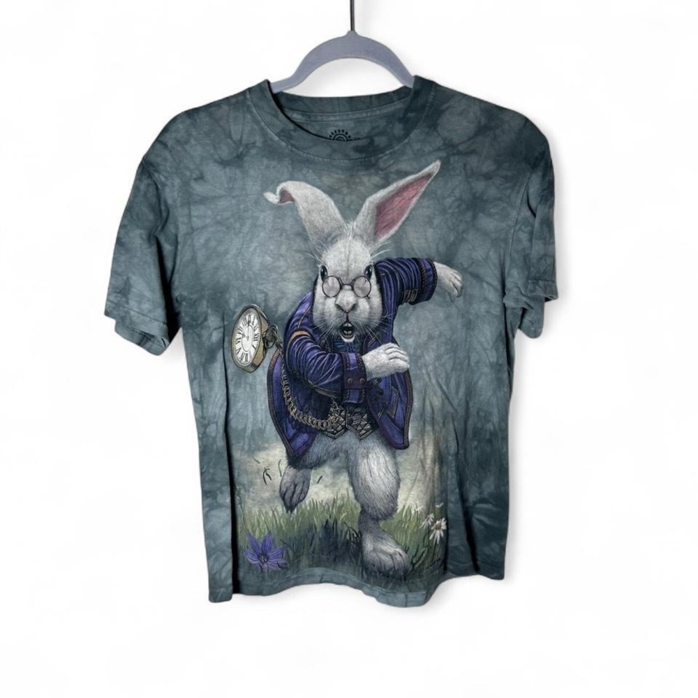 The Mountain Alice in Wonderland white rabbit tie dye tee Size S #tie-dye